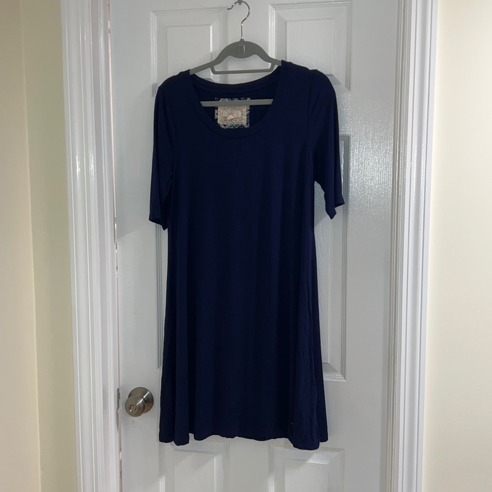 Blue Cotton T Shirt Dress. Size Large.
